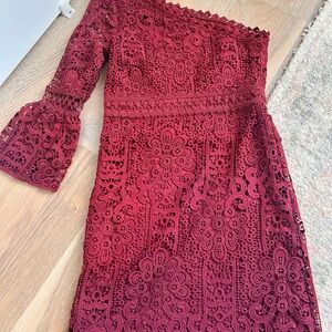 Burgundy one shoulder dress